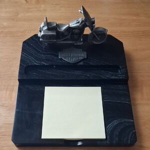 Vintage Harley-Davidson Black and Silver Motorcycle Note Stand